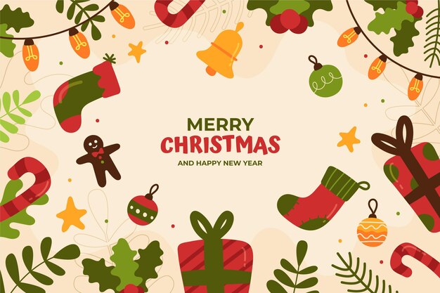 Fondo de navidad dibujado a mano