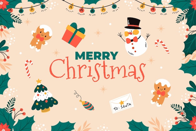 Fondo de navidad dibujado a mano