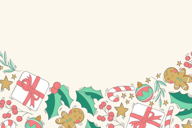 Vector gratuito fondo de navidad dibujado a mano