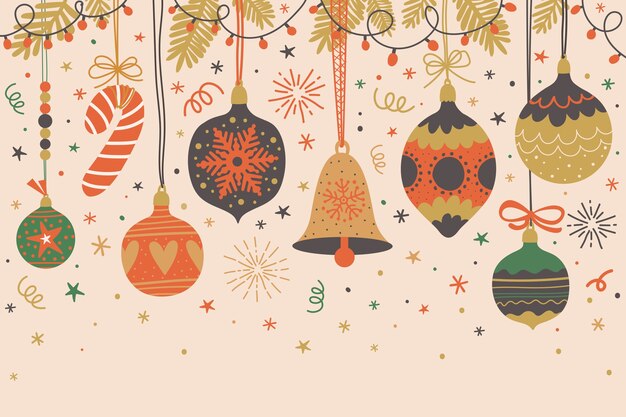 Fondo de navidad dibujado a mano