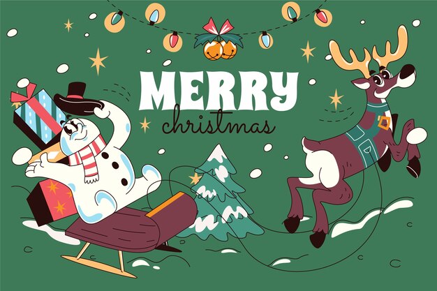 Fondo de navidad dibujado a mano