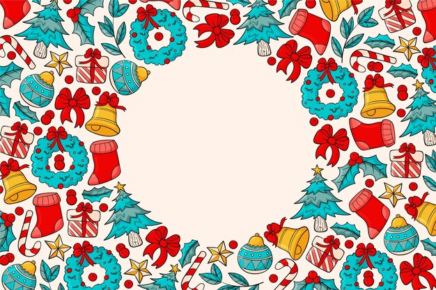Fondo de navidad dibujado a mano