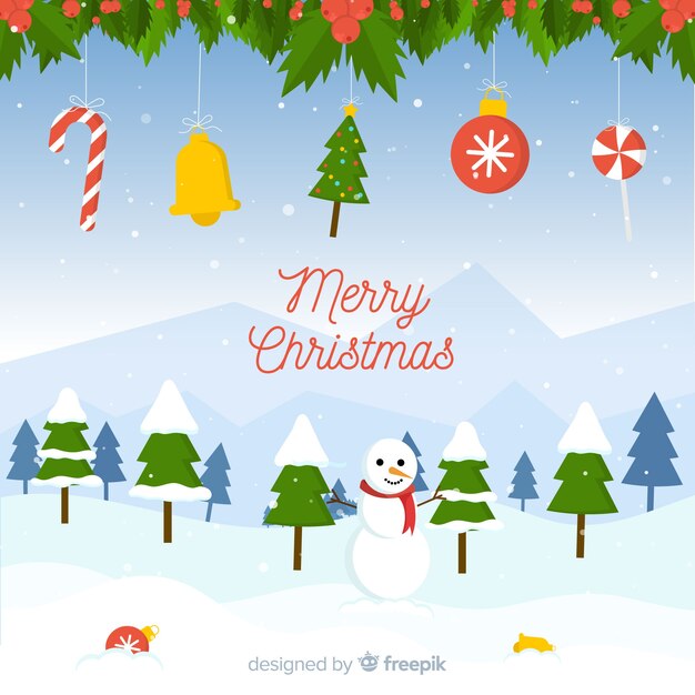 Fondo de Navidad en diseño plano