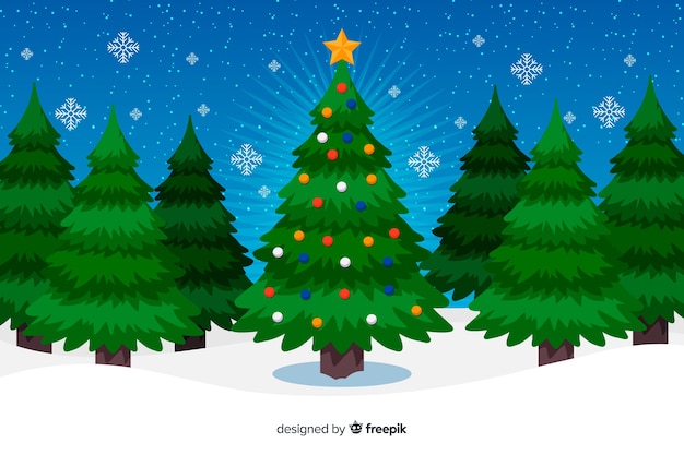 Vector gratuito fondo de navidad en diseño plano