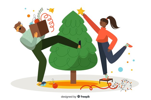 Vector gratuito fondo de navidad en diseño plano