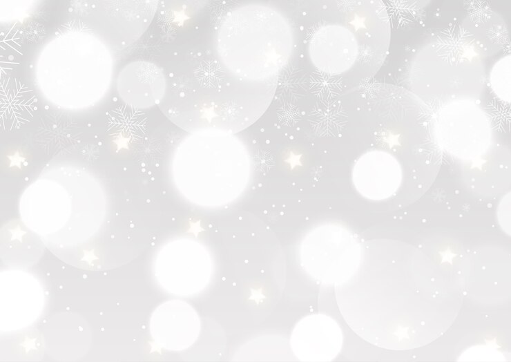Vector gratuito fondo de navidad con un diseño plateado de luces bokeh y copos de nieve