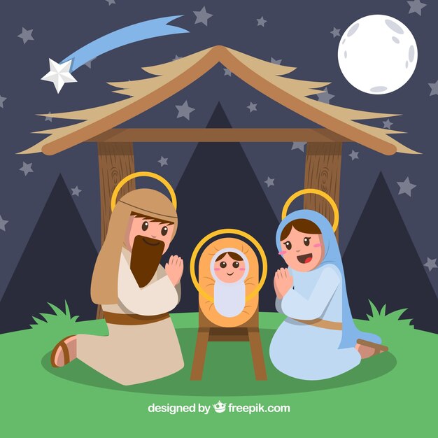 Fondo de navidad con una escena de natividad