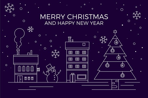 Fondo de Navidad en estilo de contorno