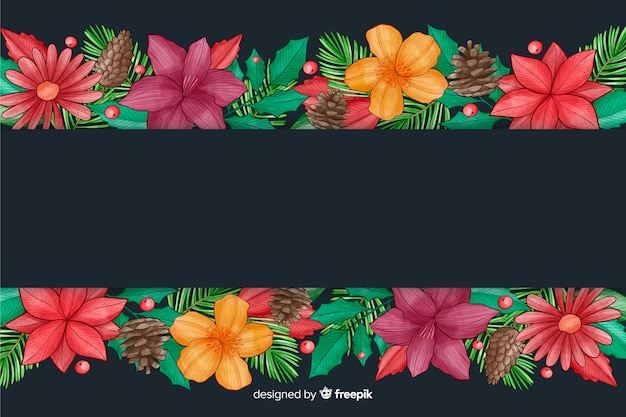 Fondo de navidad con flores diseño acuarela