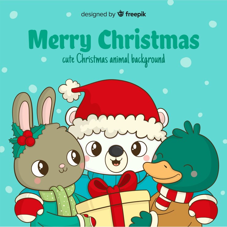 Vector gratuito fondo navidad grupo animales