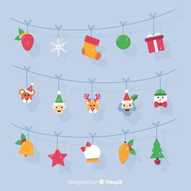 Fondo navidad guirnalda personajes