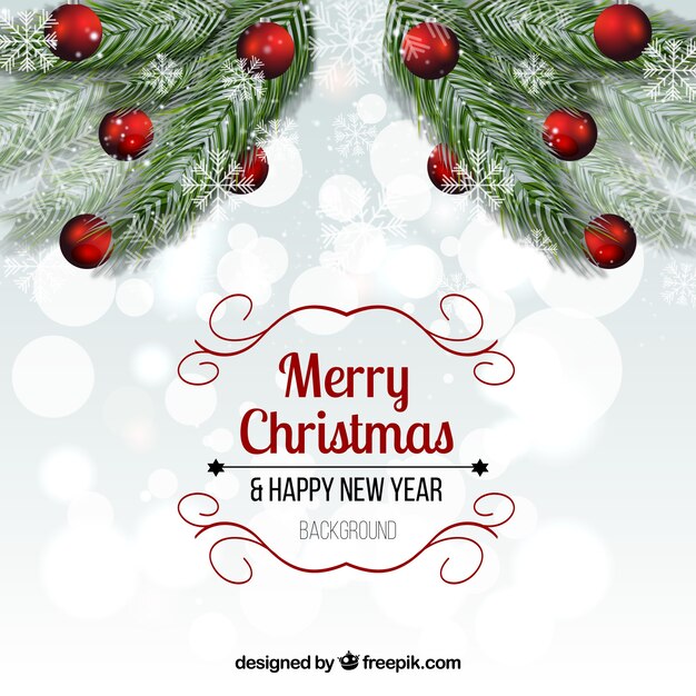 Fondo de navidad con muérdago realista