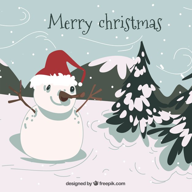 Fondo de navidad con muñeco de nieve