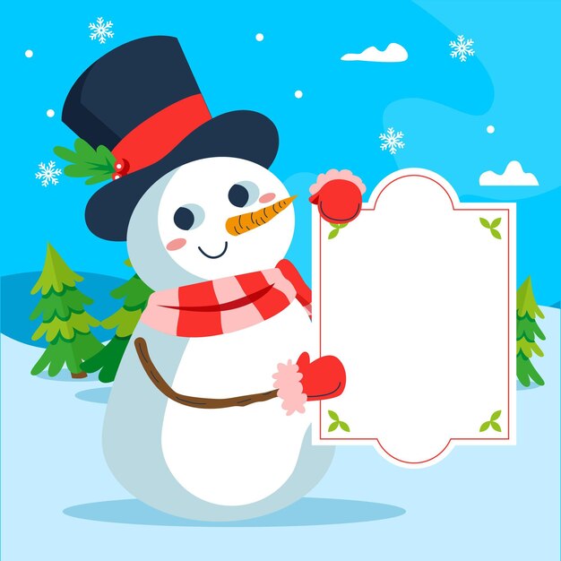 Fondo de navidad con muñeco de nieve