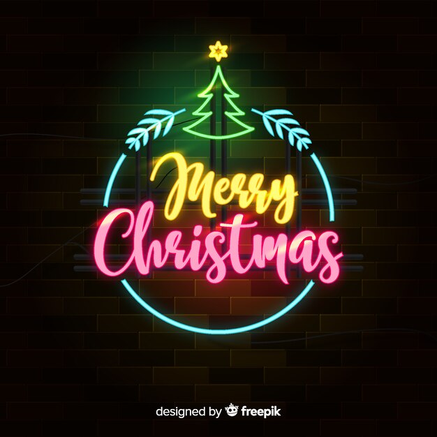 Fondo de Navidad de neón