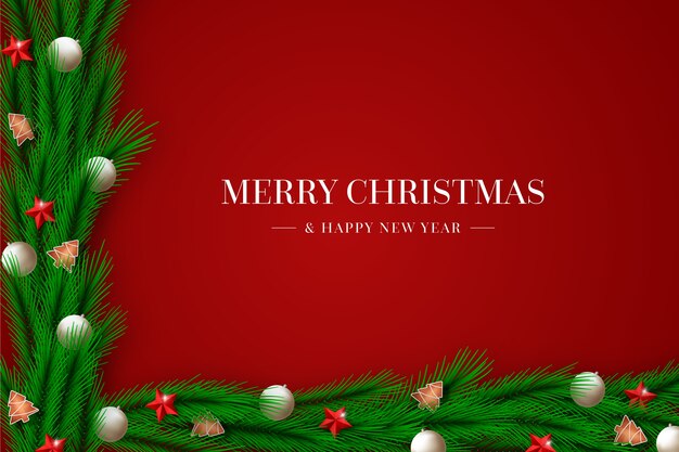 Fondo de navidad de oropel con decoraciones