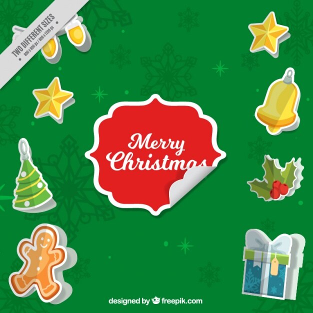 Vector gratuito fondo de navidad con pegatinas de elementos típicos
