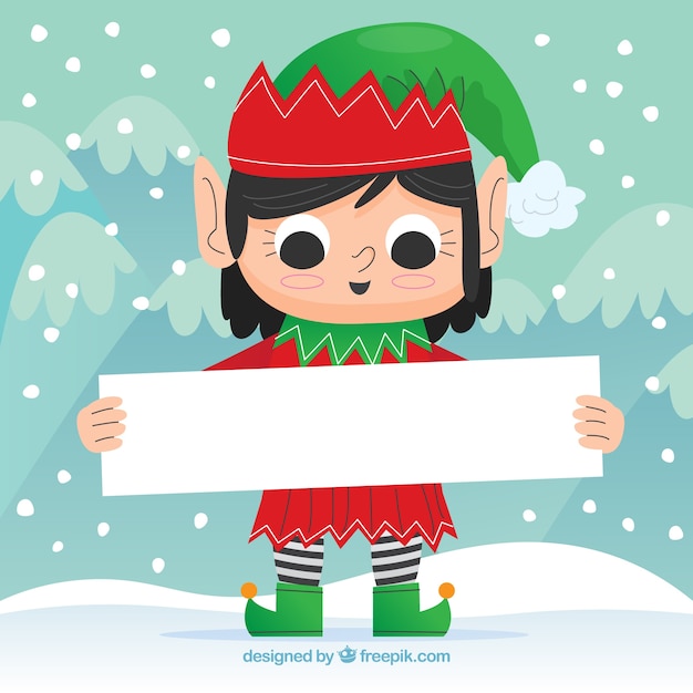 Vector gratuito fondo de navidad de personaje con un cartel