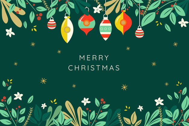 Fondo de navidad plano dibujado a mano