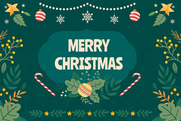 Fondo de navidad plano dibujado a mano