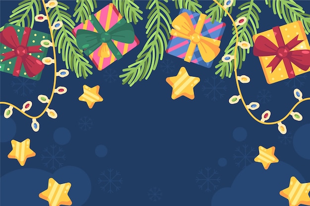 Vector gratuito fondo de navidad plano dibujado a mano