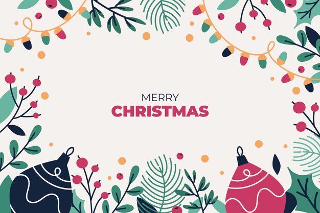 Fondo de navidad plano dibujado a mano