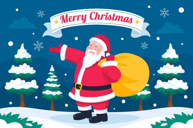 Fondo de navidad plano dibujado a mano