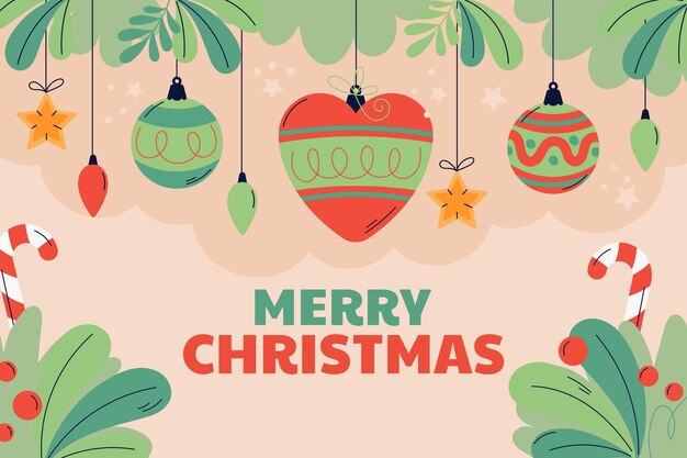 Fondo de navidad plano dibujado a mano