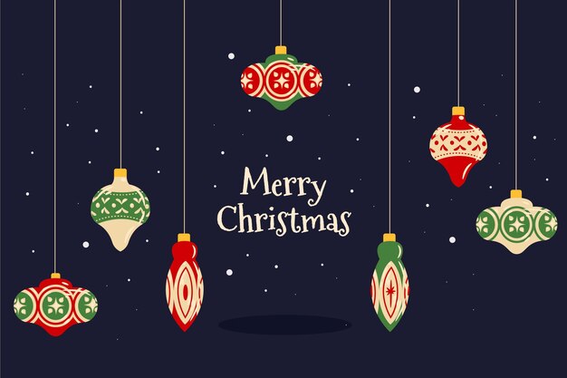 Fondo de navidad plano dibujado a mano