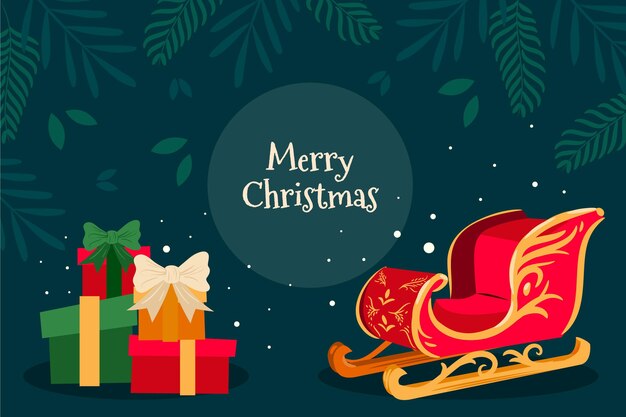 Fondo de navidad plano dibujado a mano