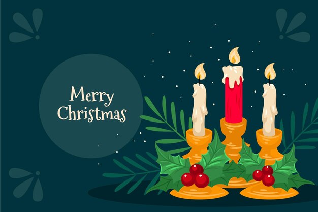 Fondo de navidad plano dibujado a mano