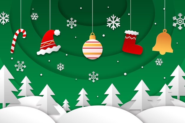 Fondo de navidad plano dibujado a mano