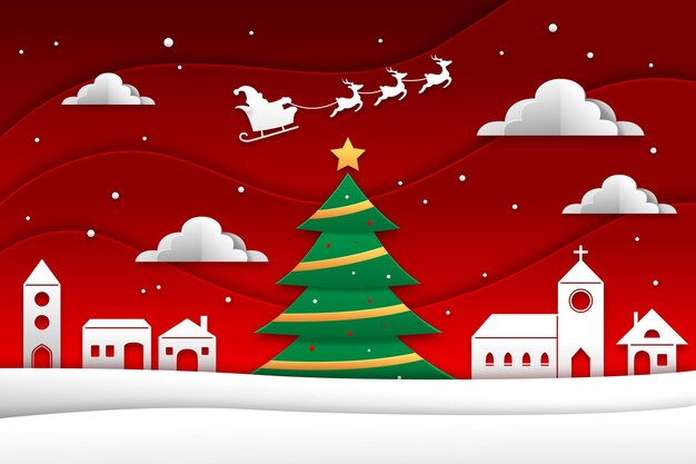 Fondo de navidad plano dibujado a mano