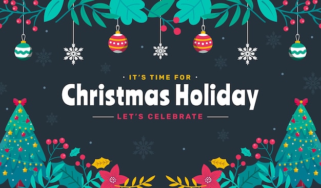Fondo de navidad plano dibujado a mano