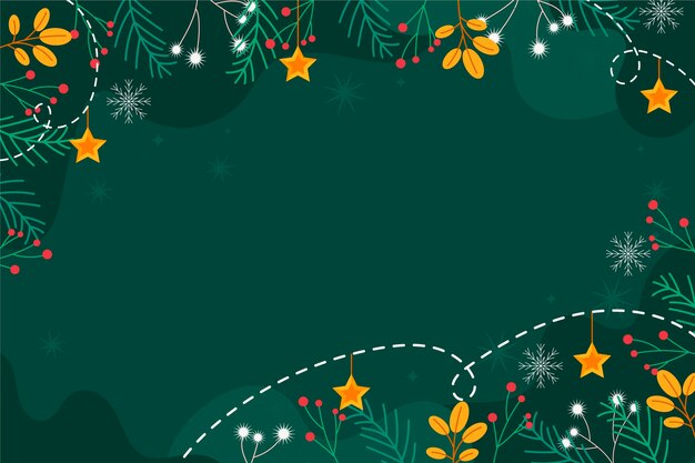 Fondo de navidad plano dibujado a mano