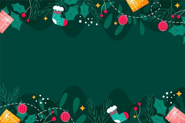 Fondo de navidad plano dibujado a mano