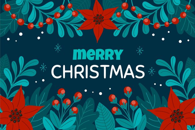Fondo de navidad plano dibujado a mano