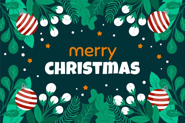 Fondo de navidad plano dibujado a mano