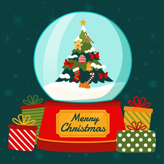 Fondo de navidad plano dibujado a mano