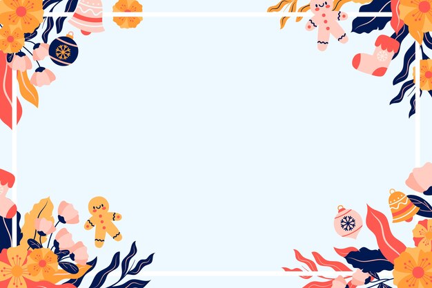 Fondo de navidad plano dibujado a mano