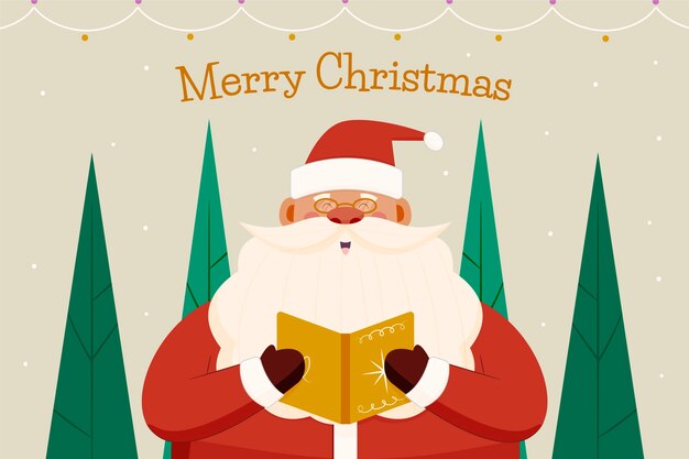Fondo de navidad plano dibujado a mano