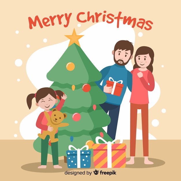Fondo navidad plano niña feliz