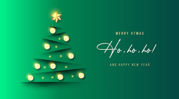 Fondo de Navidad realista con árbol de Navidad papercut