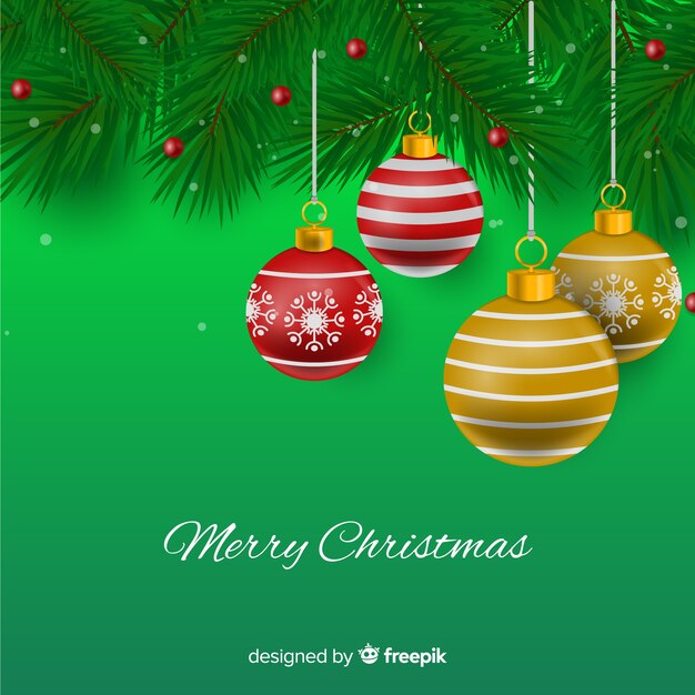 Fondo de navidad realista con bolas