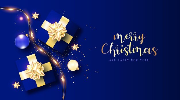 Fondo de Navidad realista con cajas de regalo 3D