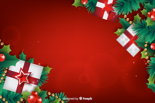 Vector gratuito fondo de navidad realista con cajas de regalo