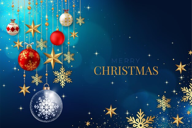 Fondo de navidad realista con copos de nieve