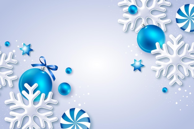 Fondo de navidad realista con copos de nieve