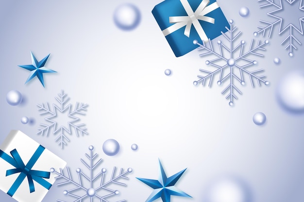 Fondo de navidad realista con copos de nieve