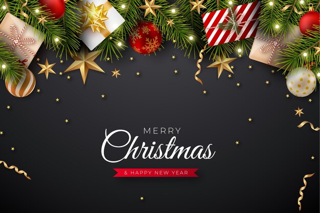 Fondo de navidad realista con ramas